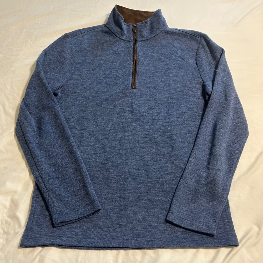Banana Republic Mens Blue Heather Quarter Zip Pullover Sweater Size Medium
